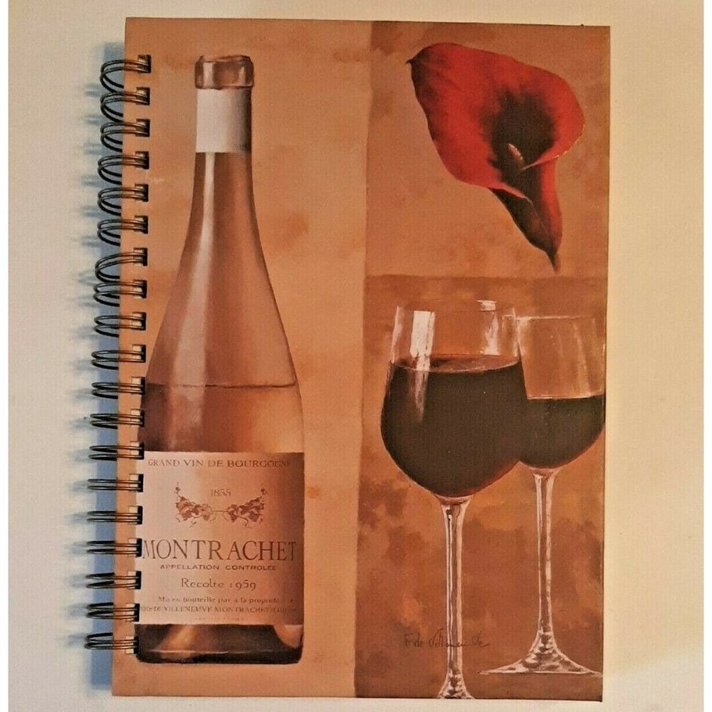 Wine Themed Journal Book Spiral Bound Hardcover